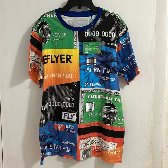 NWT Born Fly Men Street Cred Graphic Pattern Short Sleeve T-shirt. Multicolor. - Picture 4 of 6